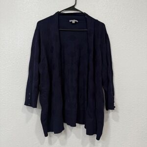 Evolution‎ by Cyrus Navy Blue Textured Open Front Cardigan Sweater 2X